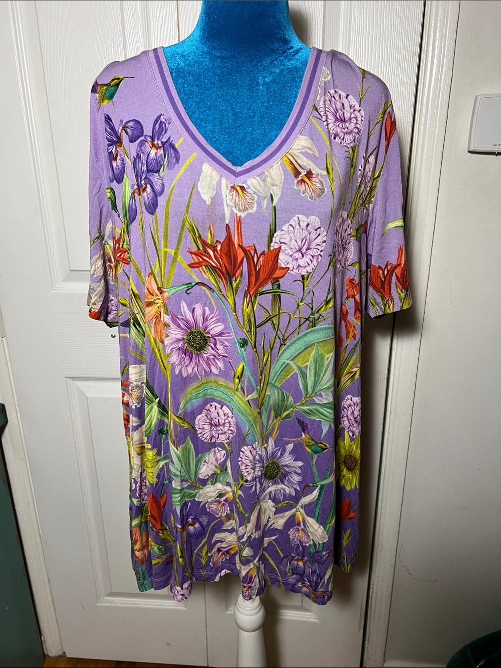 Johnny Was Multicolor Floral Short Sleeve Top Women’s XL